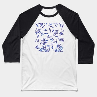 Blue Leave Abstract pattern Baseball T-Shirt